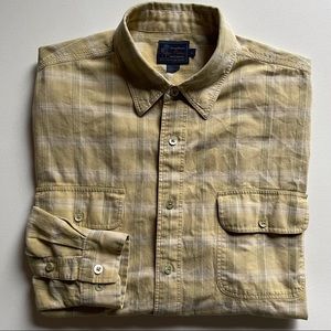 Tommy Bahama Indigo Palms Pale Yellow Plaid Shirt